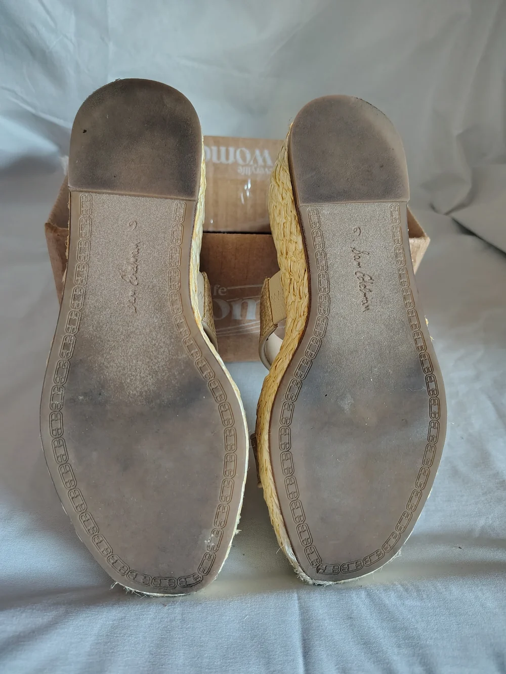 Sam Edelman Chase Raffia Platform Espadrille Sandals Natural Beige Women's 6M